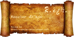 Reszler Ákos névjegykártya