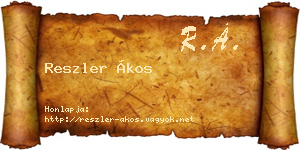 Reszler Ákos névjegykártya